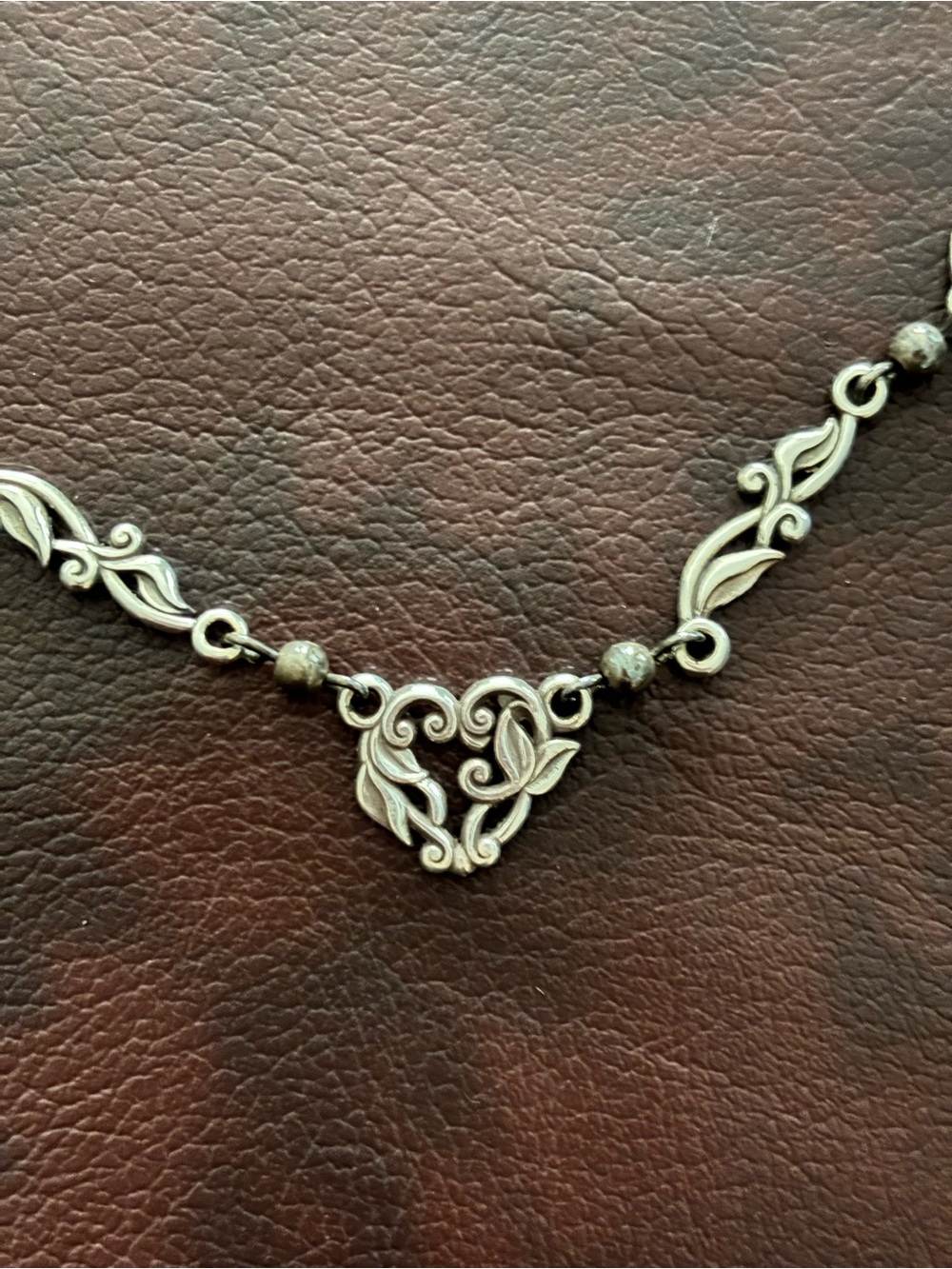 Brighton heart shaped Floral Scroll Pendant Necklace - Silver